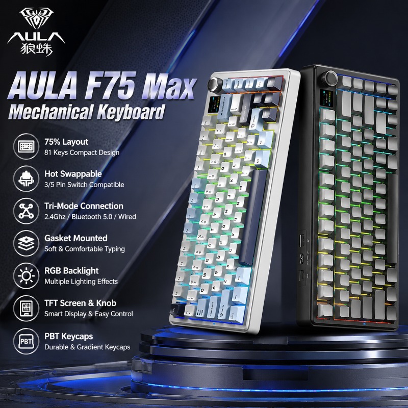 AULA F75 Max Mechanical Keyboa - Gaming Keyboard Mechanical Wireless review and price