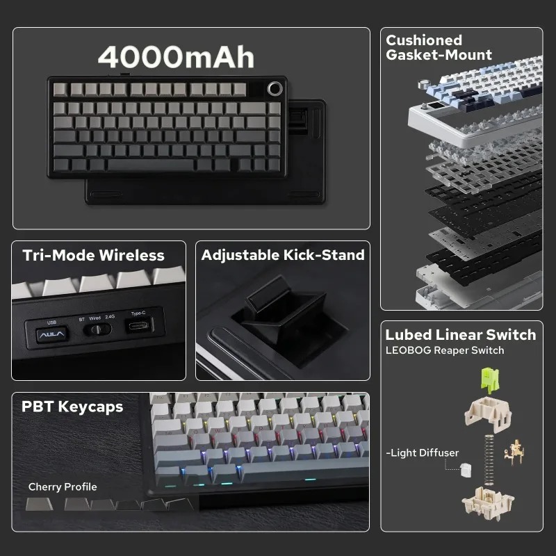 AULA F75 Max Mechanical Keyboa - Gaming Keyboard Mechanical Wireless review and price