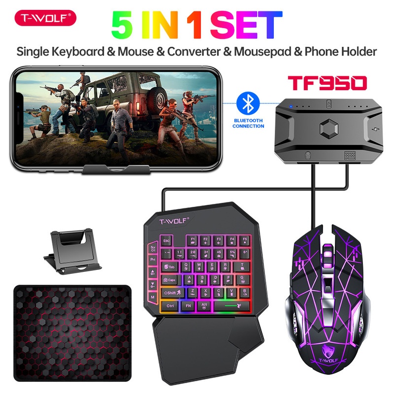 T-Wolf Tf950 5 In 1 One Handed - Gaming Keyboard And Mouse For Xbox review and price
