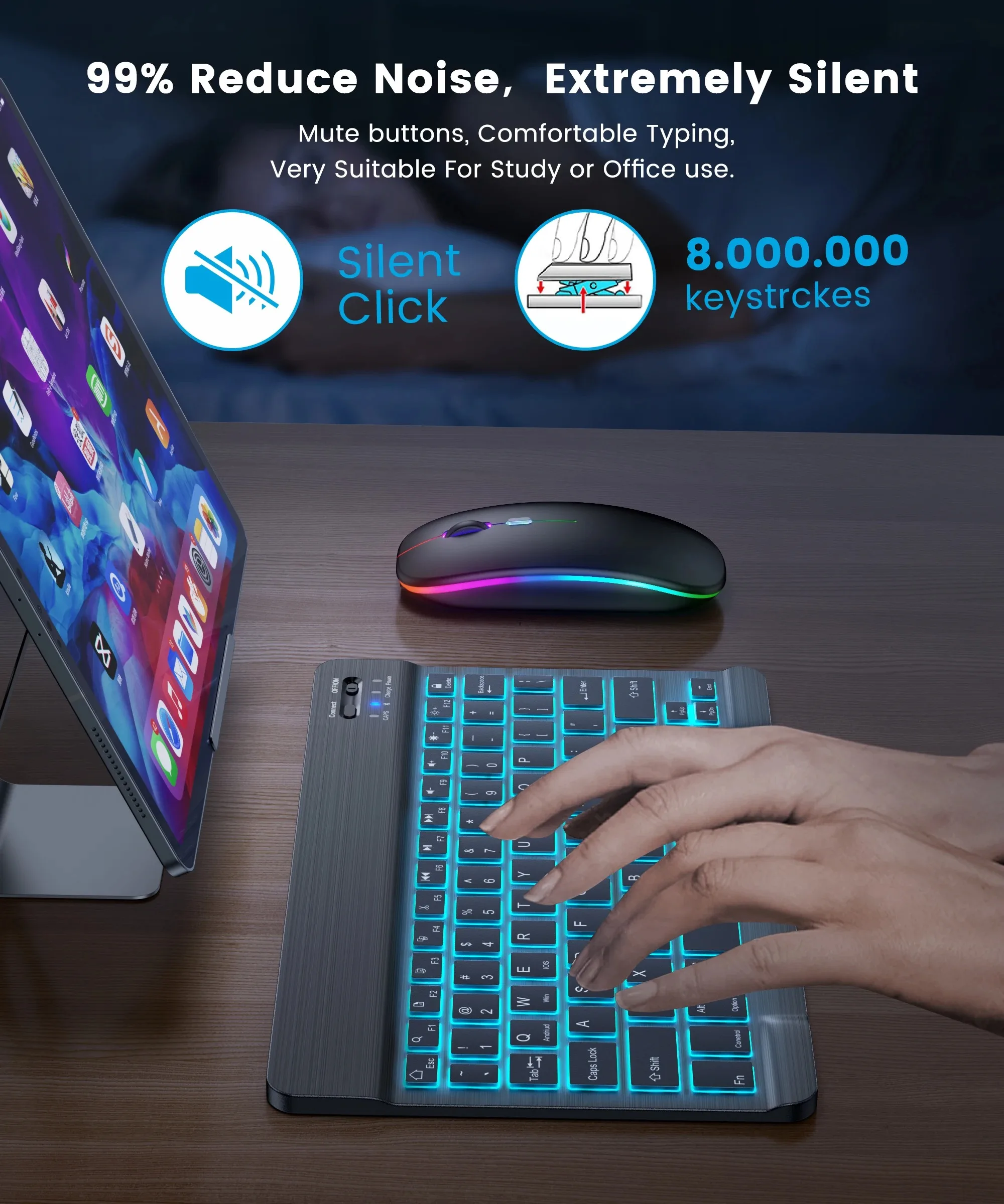 Mini Backlit RGB Bluetooth Wir - Gaming Keyboard And Mouse For Xbox review and price